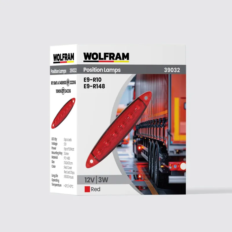 WOLFRAM YAN POZİSYON LAMBA 6 LED KIRMIZI (E) BELGELİ 12V 3W