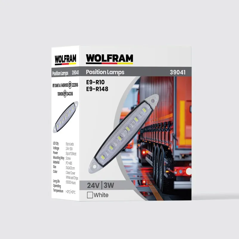 WOLFRAM YAN POZİSYON LAMBA 6 LED BEYAZ (E) BELGELİ 24V 3W
