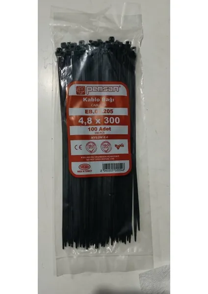 PEMSAN 4.8X300 KABLO BAĞI SİYAH