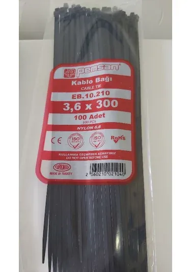 PEMSAN 3.6X300 KABLO BAĞI SİYAH