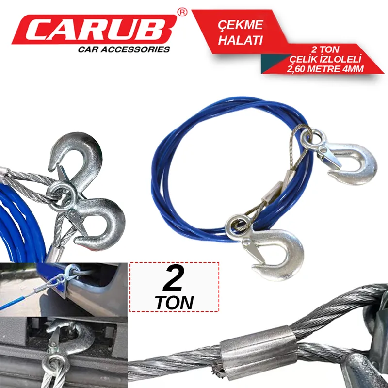 CARUB ÇEKME HALATI 2 TON ÇELİK İZOLELİ 2.6 MT
