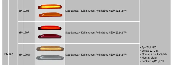 YP KABİN ARKASI NEON AYDINLATMALI BEYAZ 24 VOLT