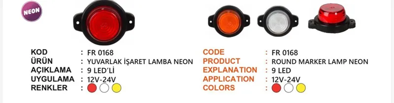FR YUVARLAK İŞARET LAMBA NEON SARI