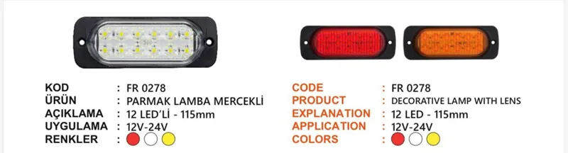 FR PARMAK LAMBA MERCEKLİ 12 LEDLİ SARI