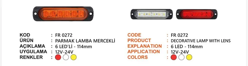 FR PARMAK LAMBA MERCEKLİ CAM 6 LEDLİ SARI