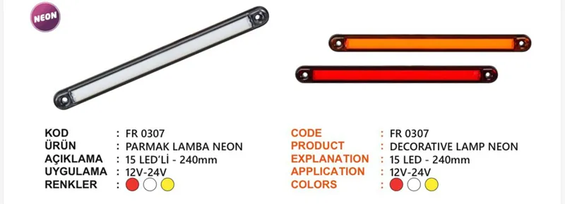 FR PARMAK LAMBA NEON 15 LEDLİ KIRMIZI