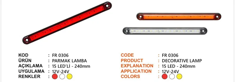 FR 15 LEDLİ PARMAK LAMBA KIRMIZI