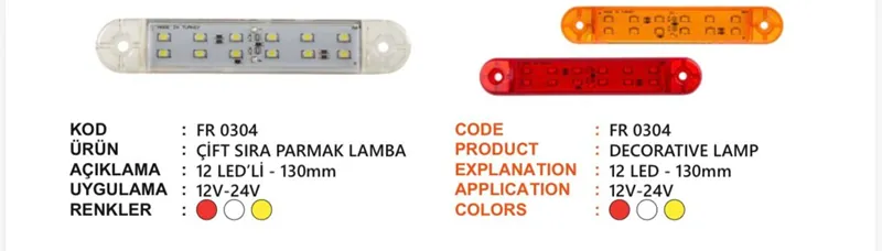 FR ÇİFT SIRA PARMAK LAMBA 12 LEDLİ