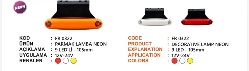 FR NEON PARMAK LAMBA BRAKETLİ KIRMIZI