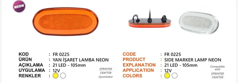 FR YAN İŞARET LAMBA NEON 21 LEDLİ BEYAZ