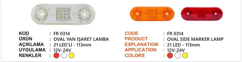 FR 17 LEDLİ OVAL LAMBA KIRMIZI
