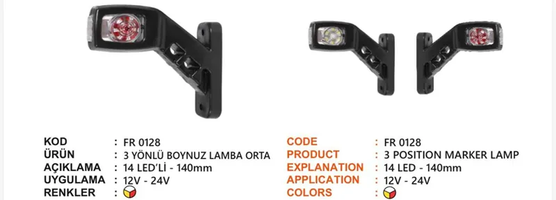 FR 3 YÖNLÜ BOYNUZ LAMBA 14 LEDLİ ORTA KRONE TİP