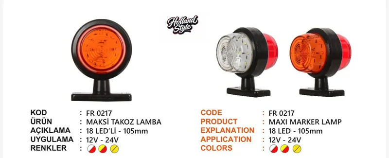 FR MAKSİ TAKOZ LAMBA 18 LEDLİ KIRMIZI BEYAZ 12-24 VOLT