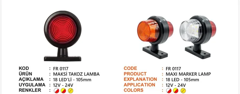 FR TAKOZ LAMBA 18 LEDLİ MAKSİ KIRMIZI BEYAZ