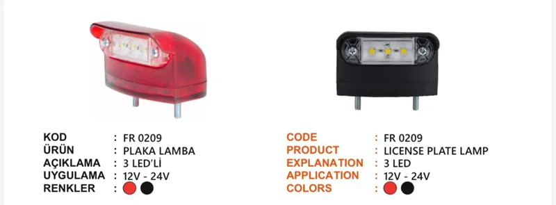 FR PLAKA LAMBASI 3 LEDLİ SİYAH 12-24 VOLT