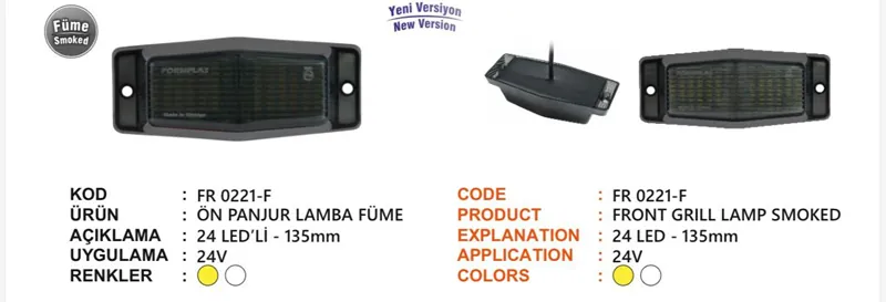 FR SİNYAL LAMBA UNİVERSAL LEDLİ FÜME