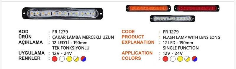 FR ÇAKAR LAMBA 12 LEDLİ UZUN SARI