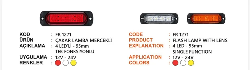 FR ÇAKAR LAMBA 4 LEDLİ MERCEKLİ CAM SARI
