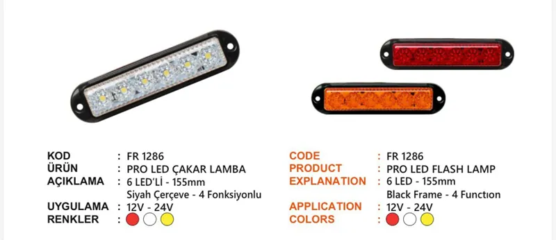 FR PRO LED ÇAKAR LAMBA SİYAH ÇERÇEVELİ SARI