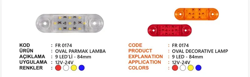 FR OVAL PARMAK LAMBA 9 LEDLİ KIRMIZI