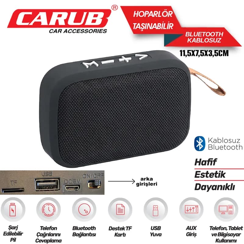 CARUB TAŞINABİLİR KABLOSUZ BLUETOOTH HOPARLÖR