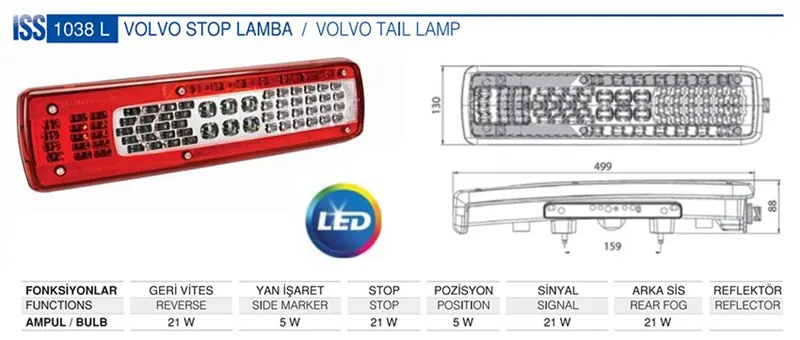 IŞIKSAN VOLVO STOP LAMBA SOKETLİ