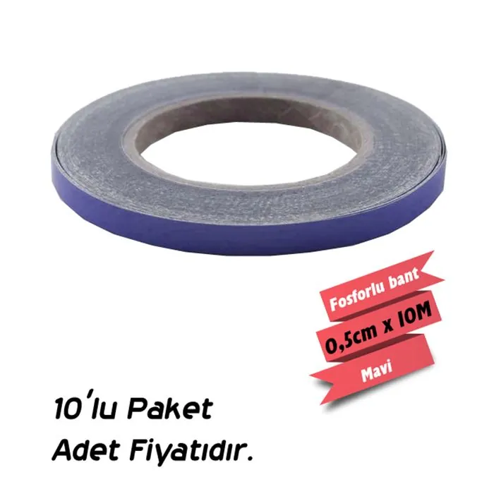 CARUB FOSFORLU BANT MAVİ 0,5 CM X 10 MT