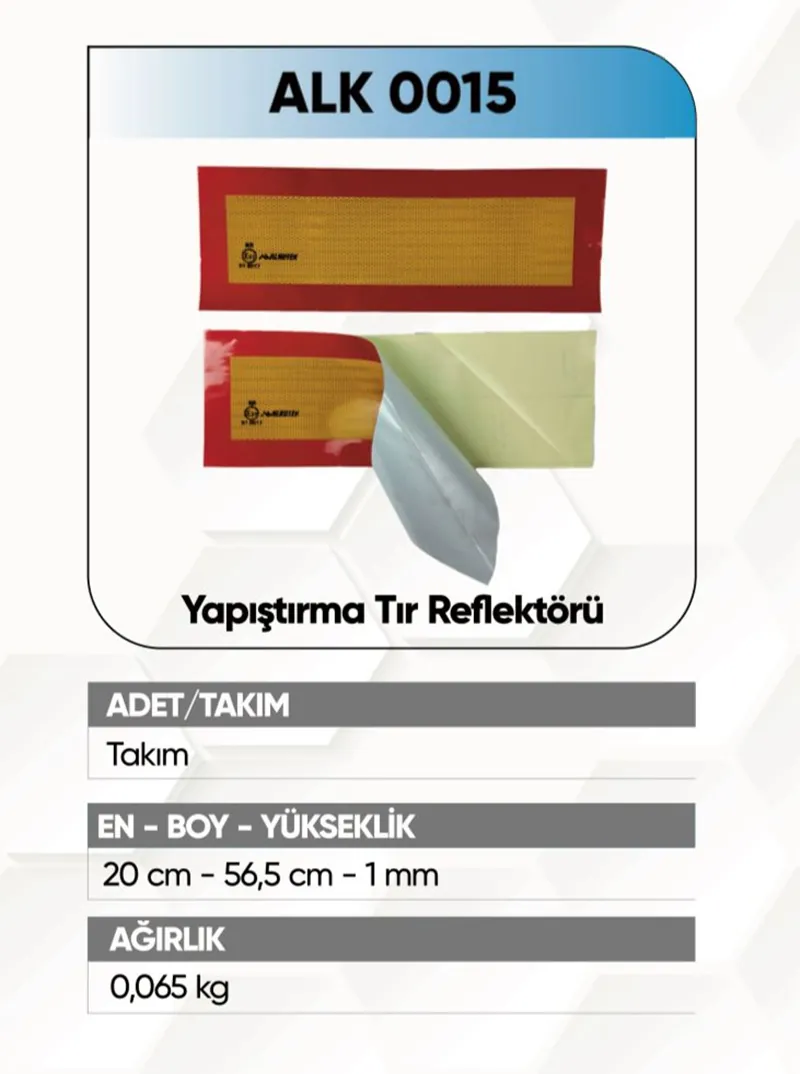 ALKOTEK TIR ARKA İŞARET REFLEKTÖR YAPIŞTIRMA RR