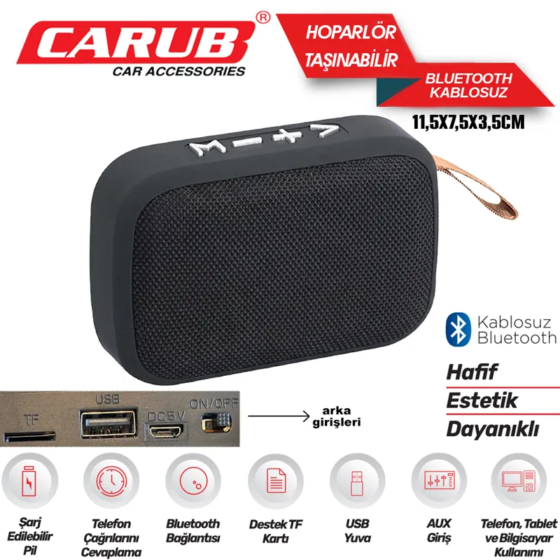 CARUB TAŞINABİLİR KABLOSUZ BLUETOOTH HOPARLÖR